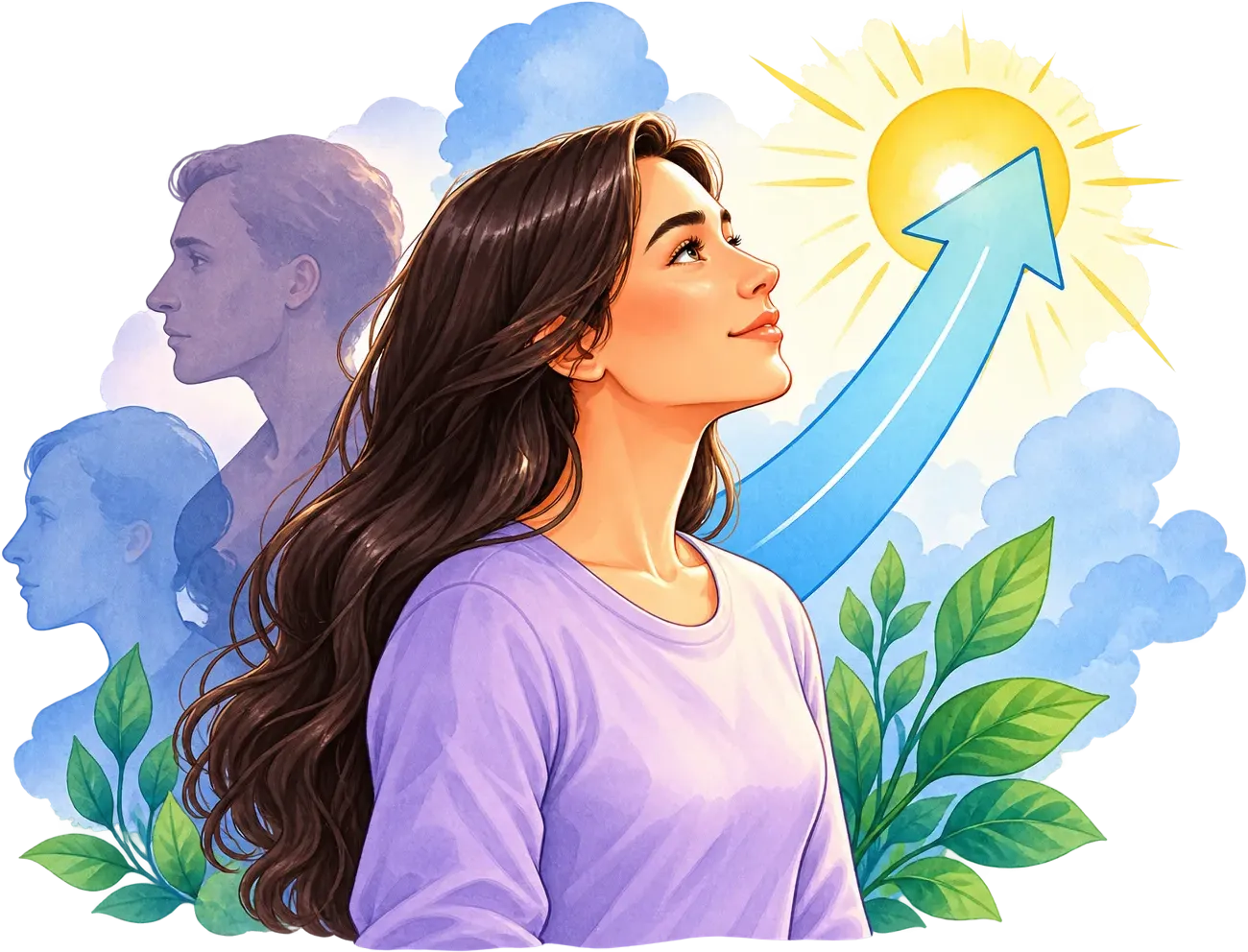 Uplifting clinical recovery watercolor illustration